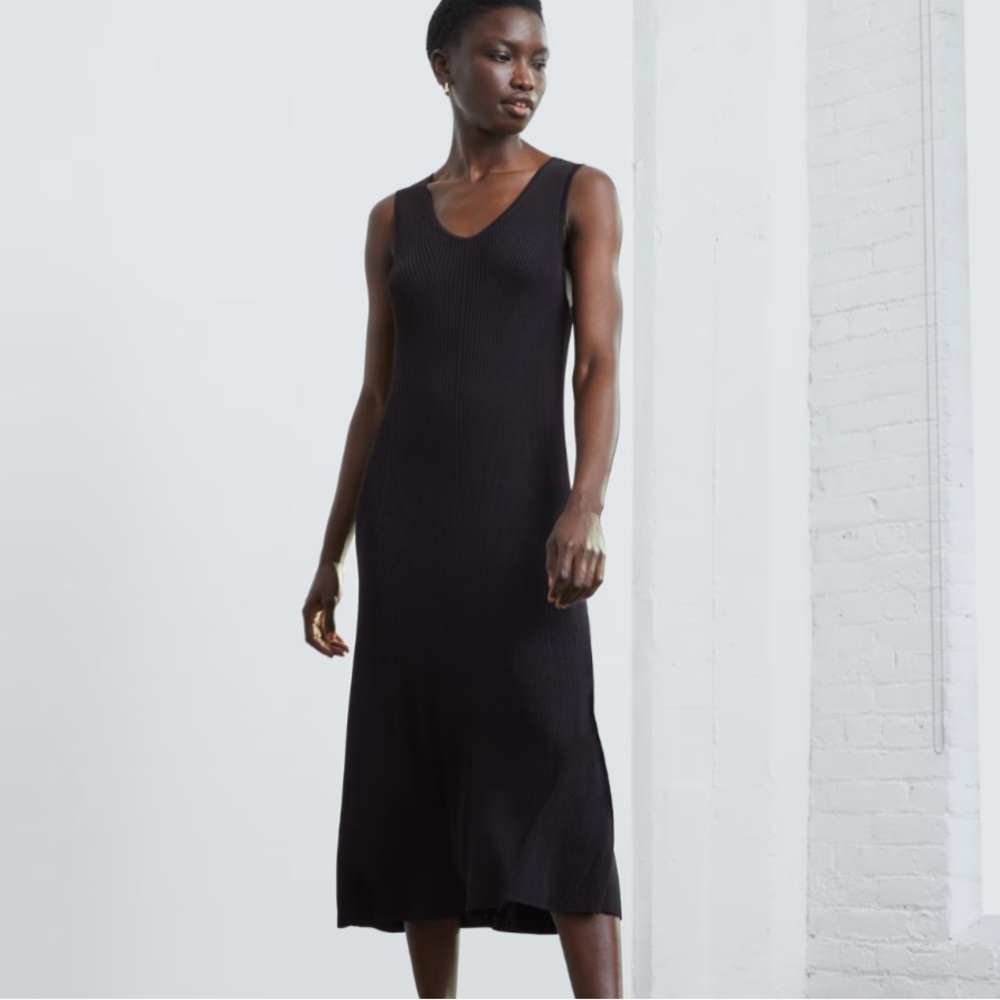 Everlane Black Ribbed Midi Dress